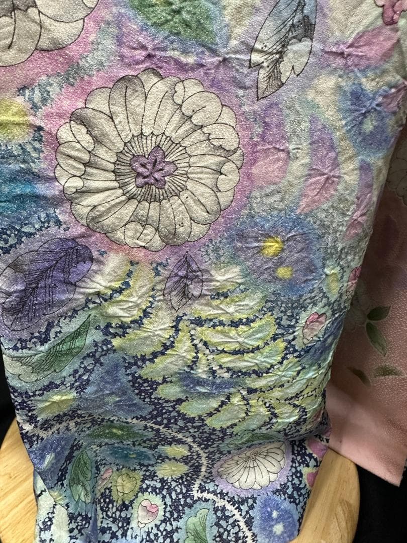 パープル系 辻が花 金通し振袖 辻が花六通柄袋帯フルセット
