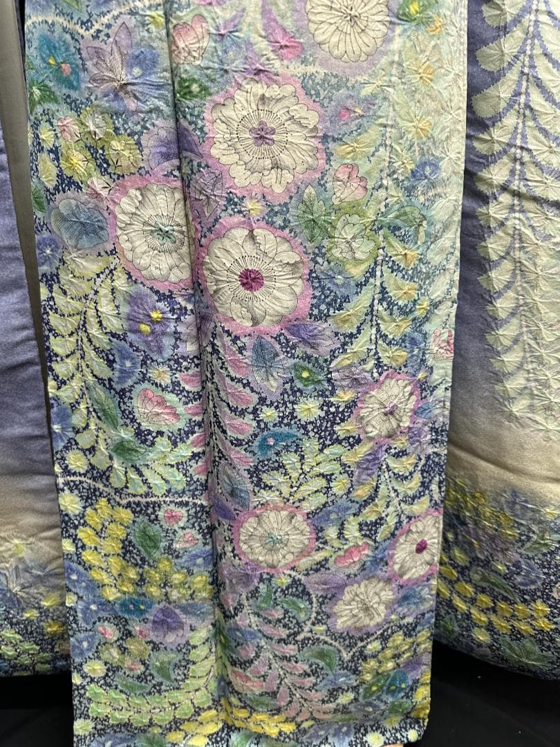 パープル系 辻が花 金通し振袖 辻が花六通柄袋帯フルセット