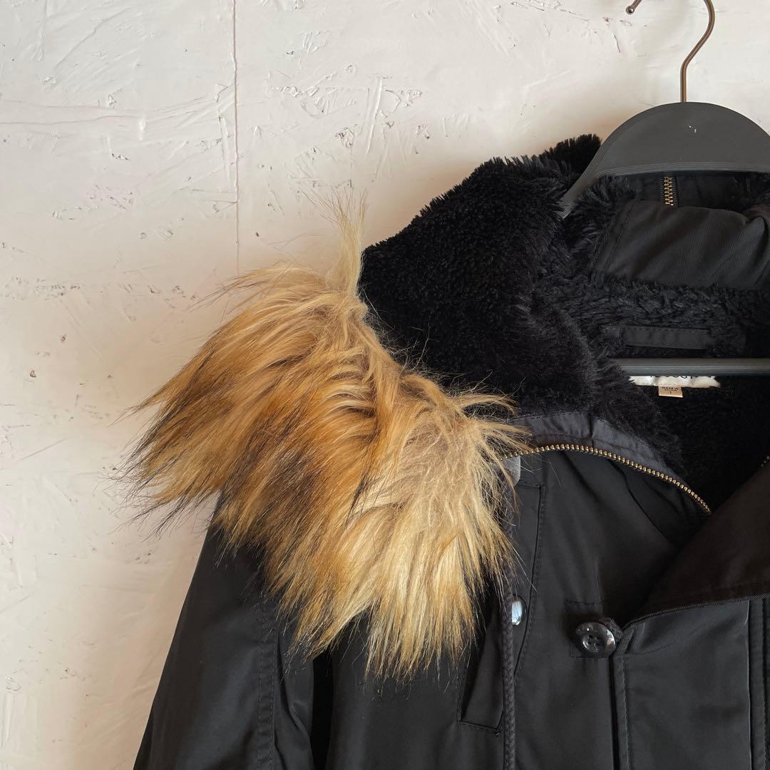Y2K名作【MOUSSY】ファー付きモッズコート　黒　N-2B 1 ミリタリー