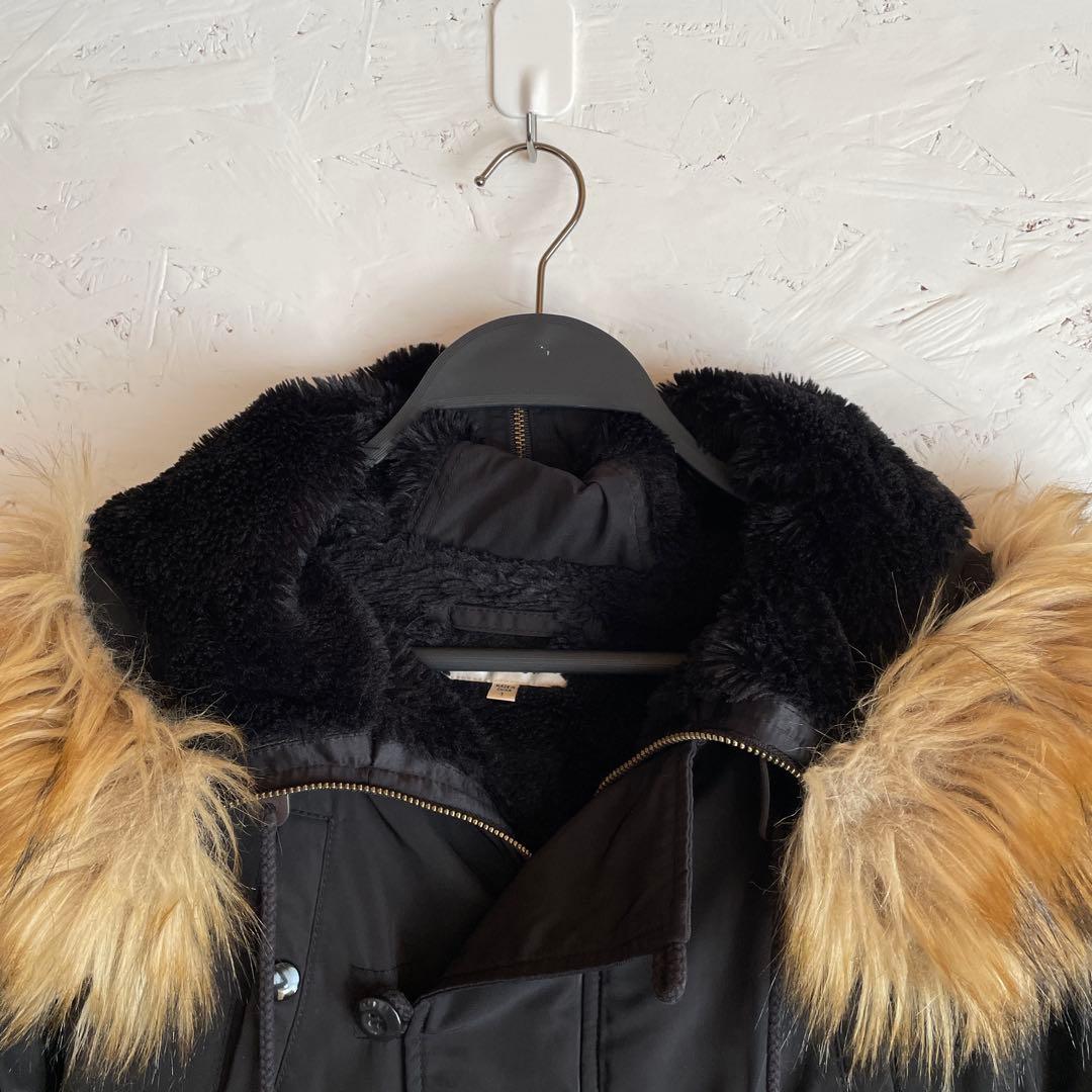 Y2K名作【MOUSSY】ファー付きモッズコート　黒　N-2B 1 ミリタリー
