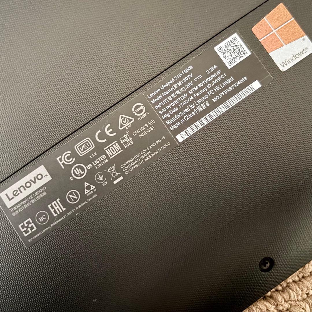 Lenovo ideapad 310‑15IKB i5 第7世代 初期化済　PC