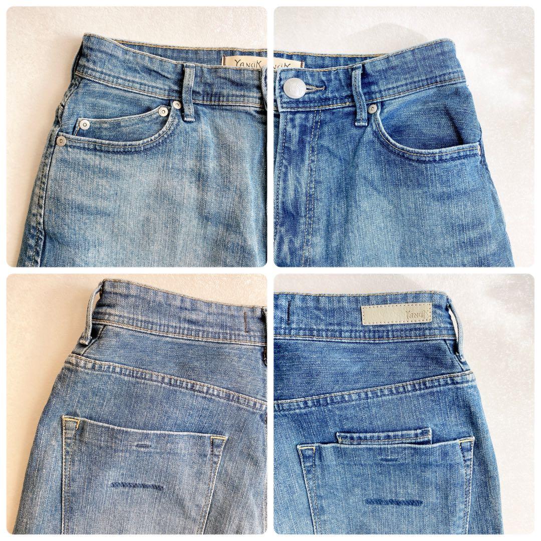 【美品】ヤヌーク JOAN ハイウエスト ルーズストレート デニム 27