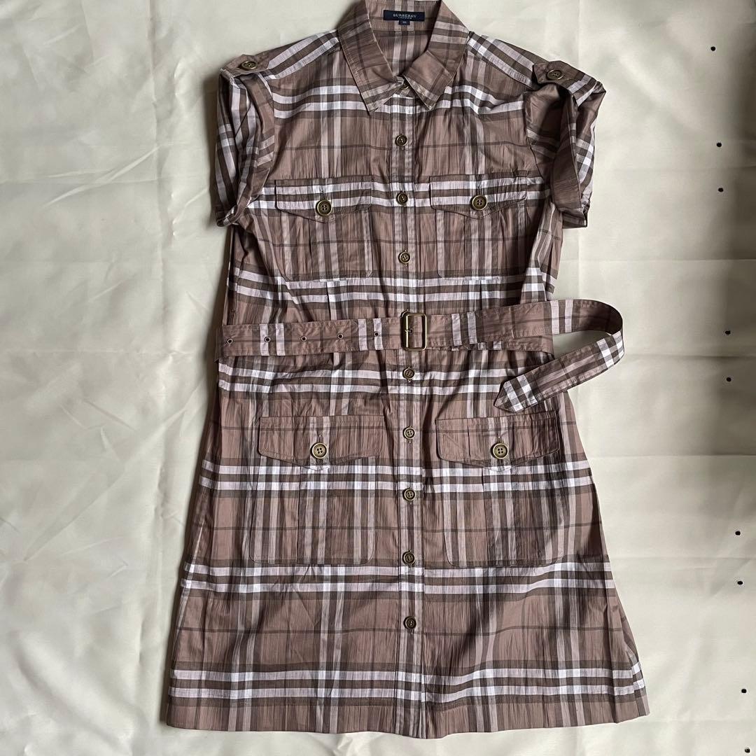 BURBERRYLONDON　シャツワンピース ベルト ノバチェック 金ボタン