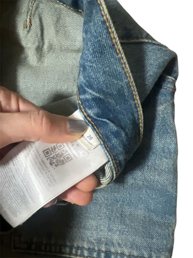 guess USA レザー切り替え　ワイドデニムパンツ