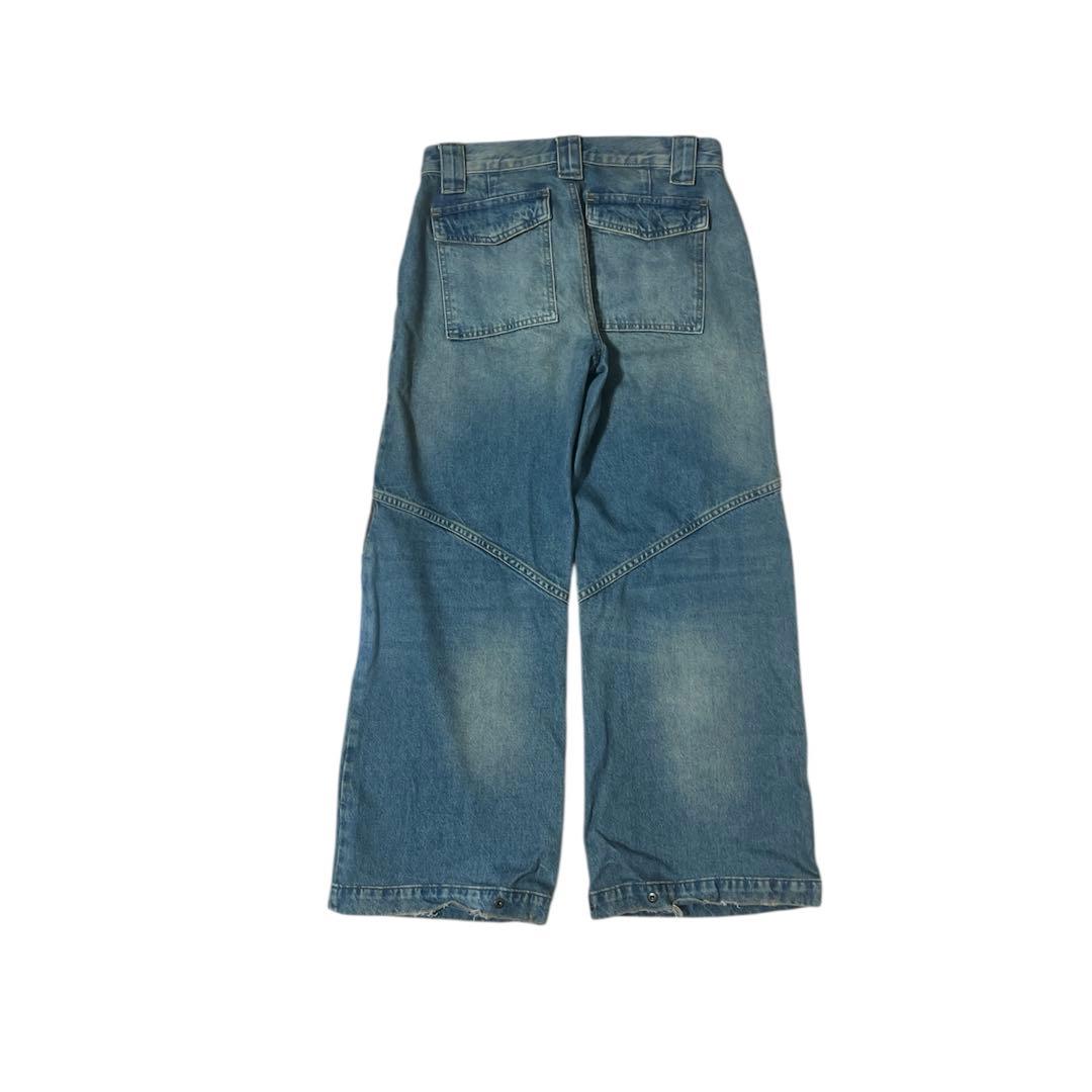 guess USA レザー切り替え　ワイドデニムパンツ