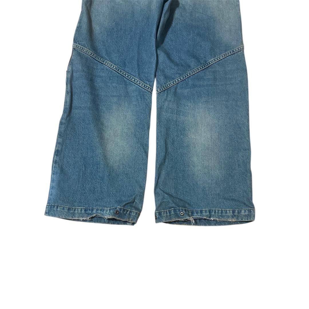 guess USA レザー切り替え　ワイドデニムパンツ
