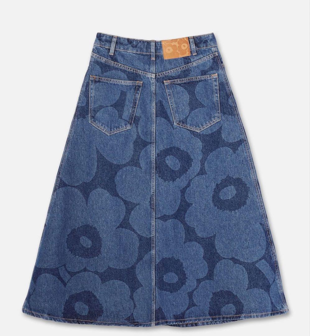 marimekko フラワーパターン デニムスカート