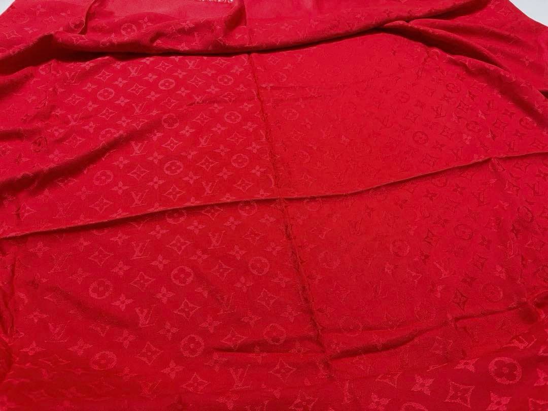 LOUIS VUITTON 大判 モノグラム ショール ストール レッド