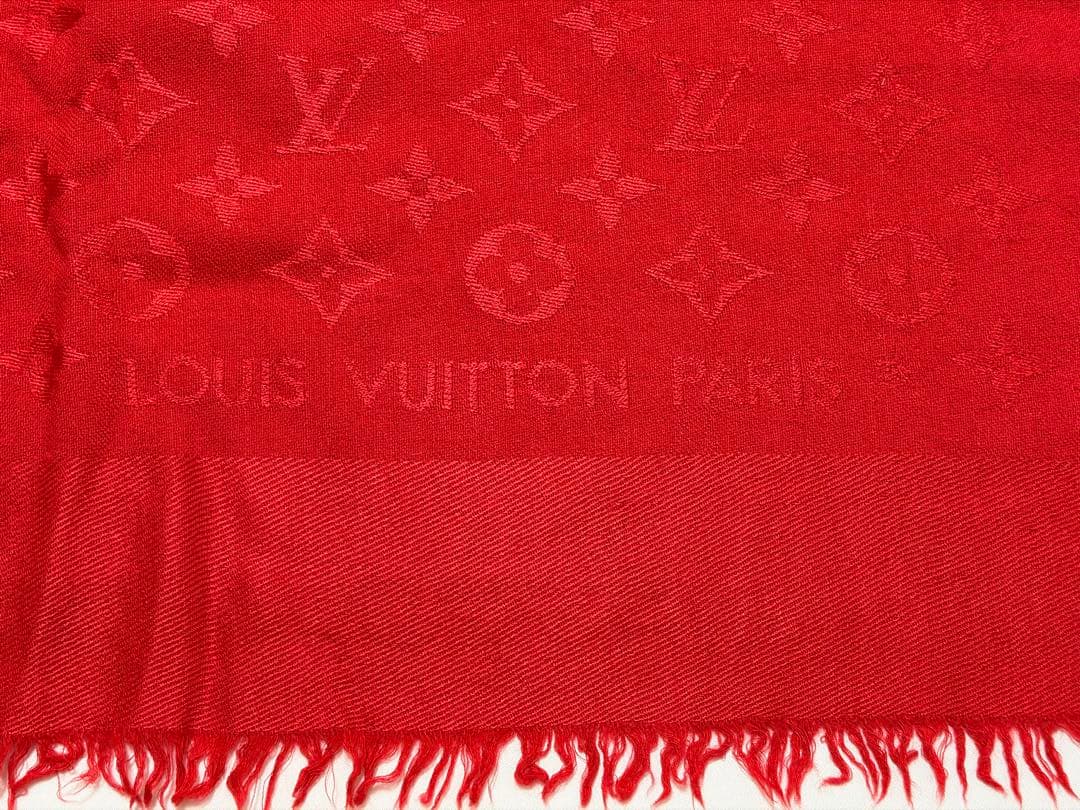 LOUIS VUITTON 大判 モノグラム ショール ストール レッド