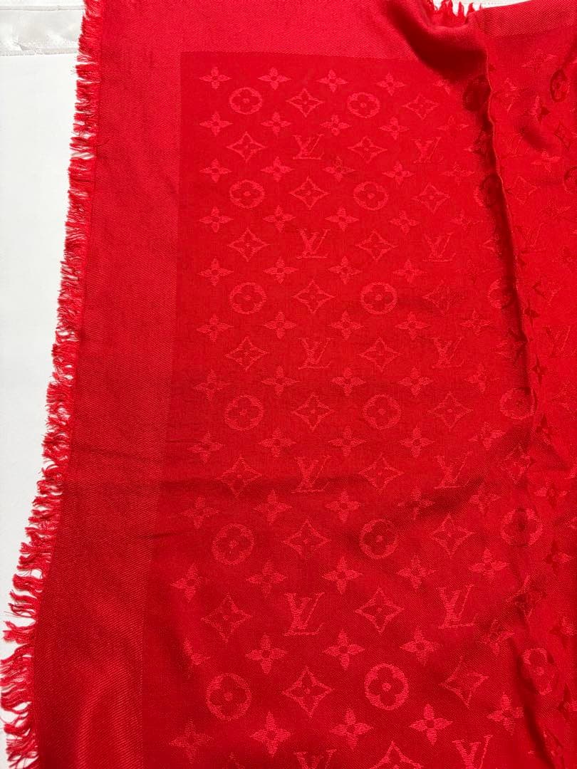 LOUIS VUITTON 大判 モノグラム ショール ストール レッド