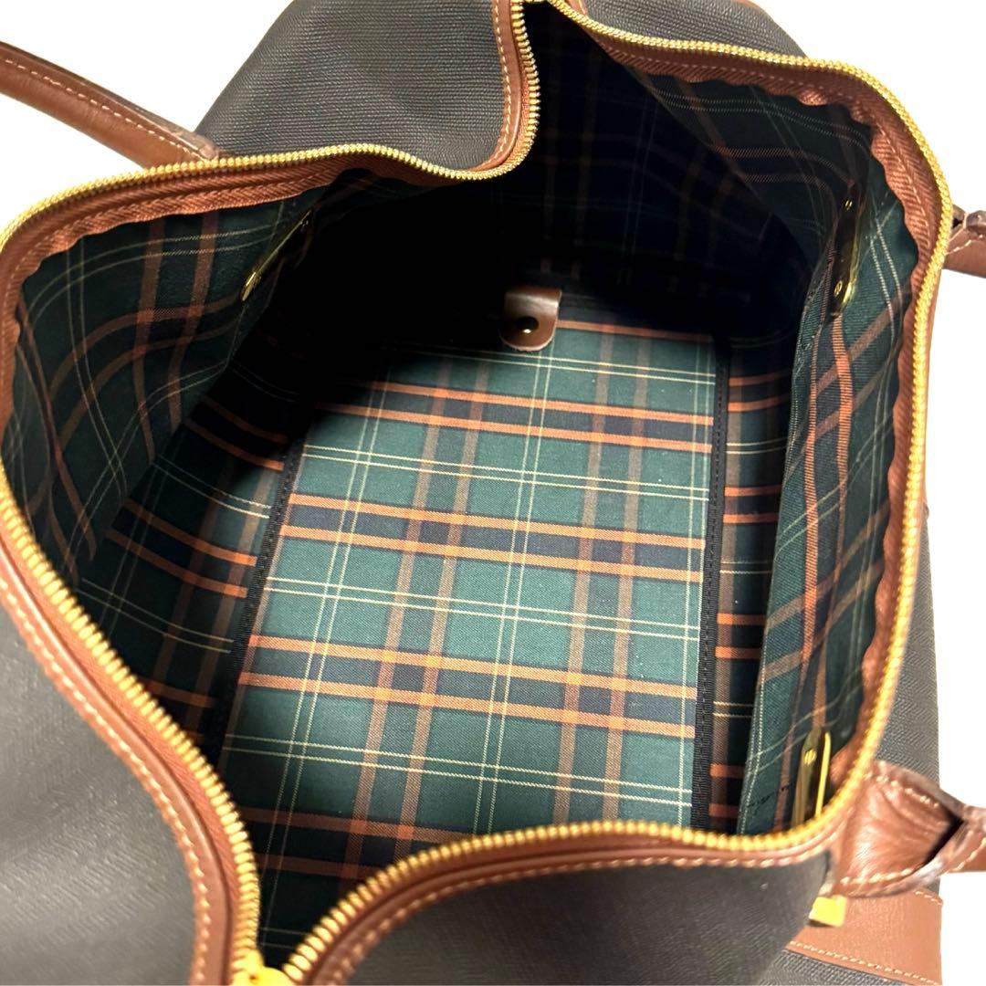極美品 dunhill ダンヒル ボストンバッグ ロゴ PVC レザー 金具