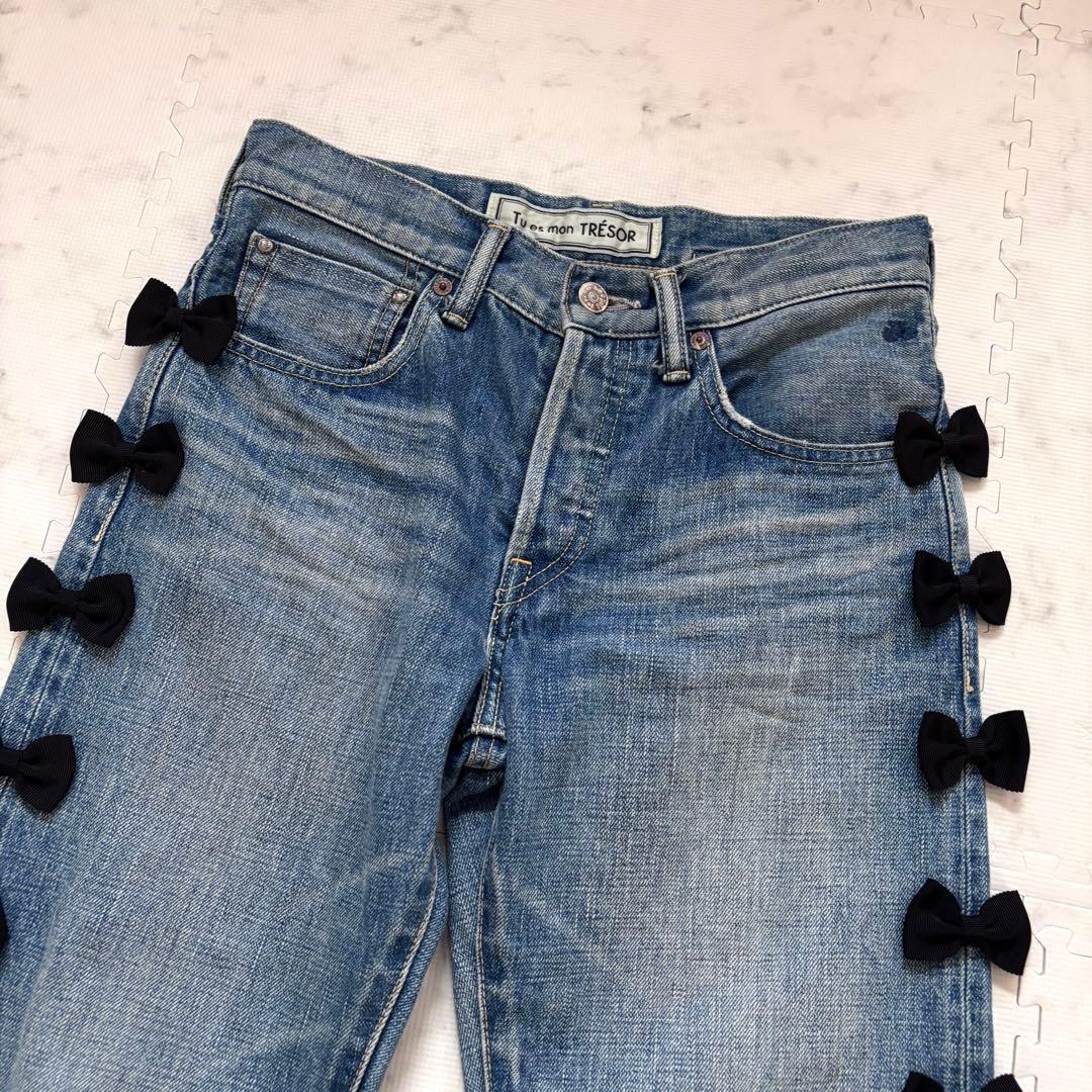 美品✨トゥエモントレゾア リボンデニム 洗濯可能 日本製 サイズ0 人気商品