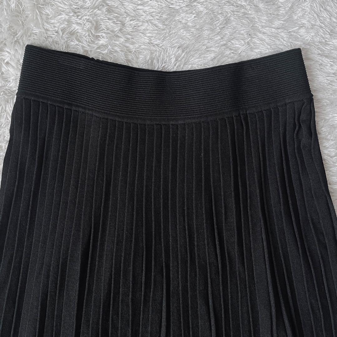 【美品】セオリーリュクス ニットプリーツスカート ロング丈 黒ブラック