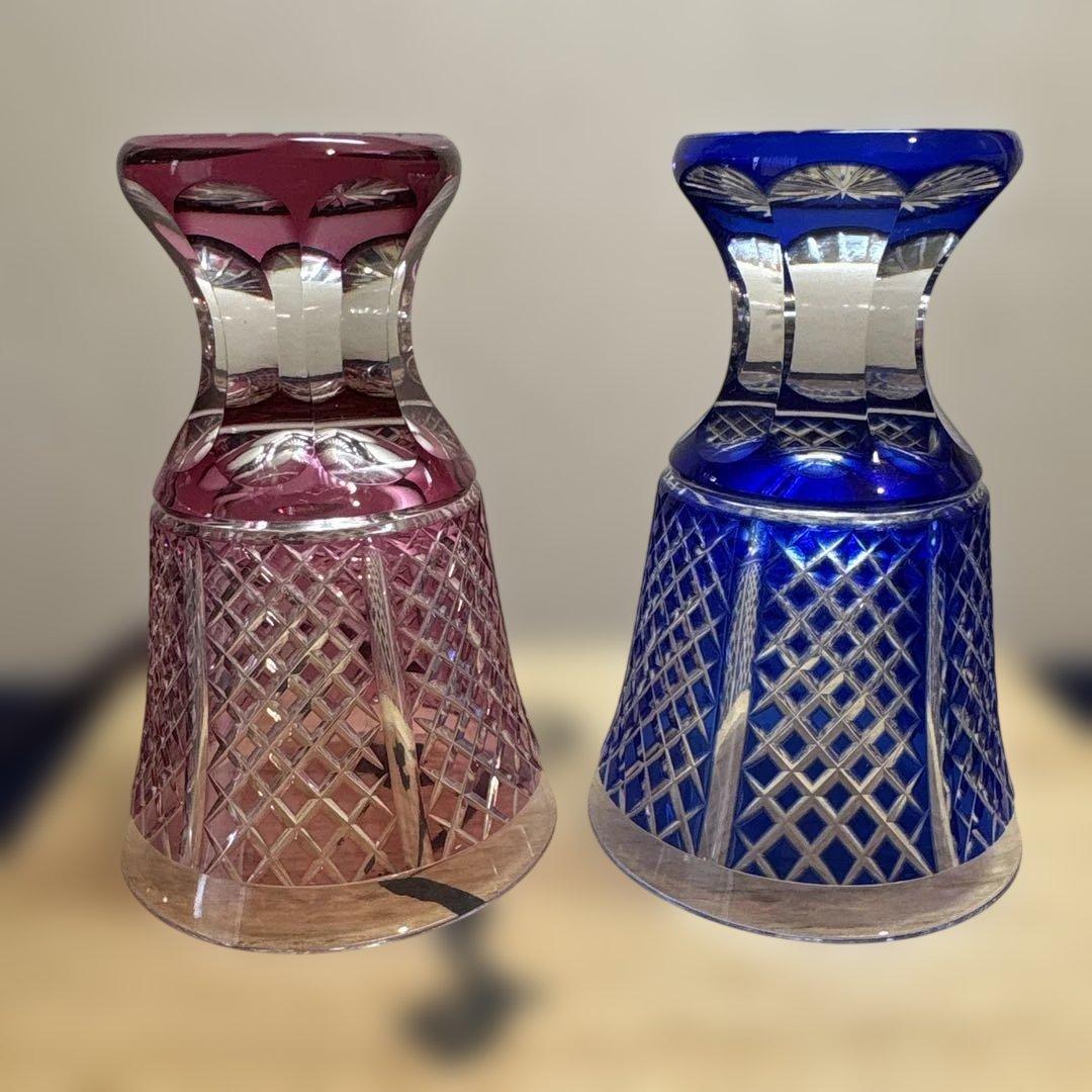 KAMAY「紗綾切子高杯ペア」薩摩切子