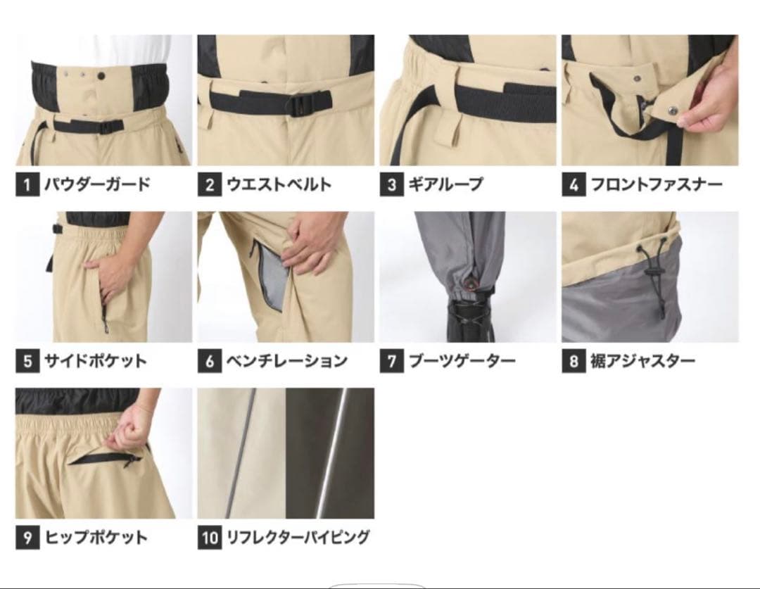 ブラック スノーボードウェア サイドジッパー付き