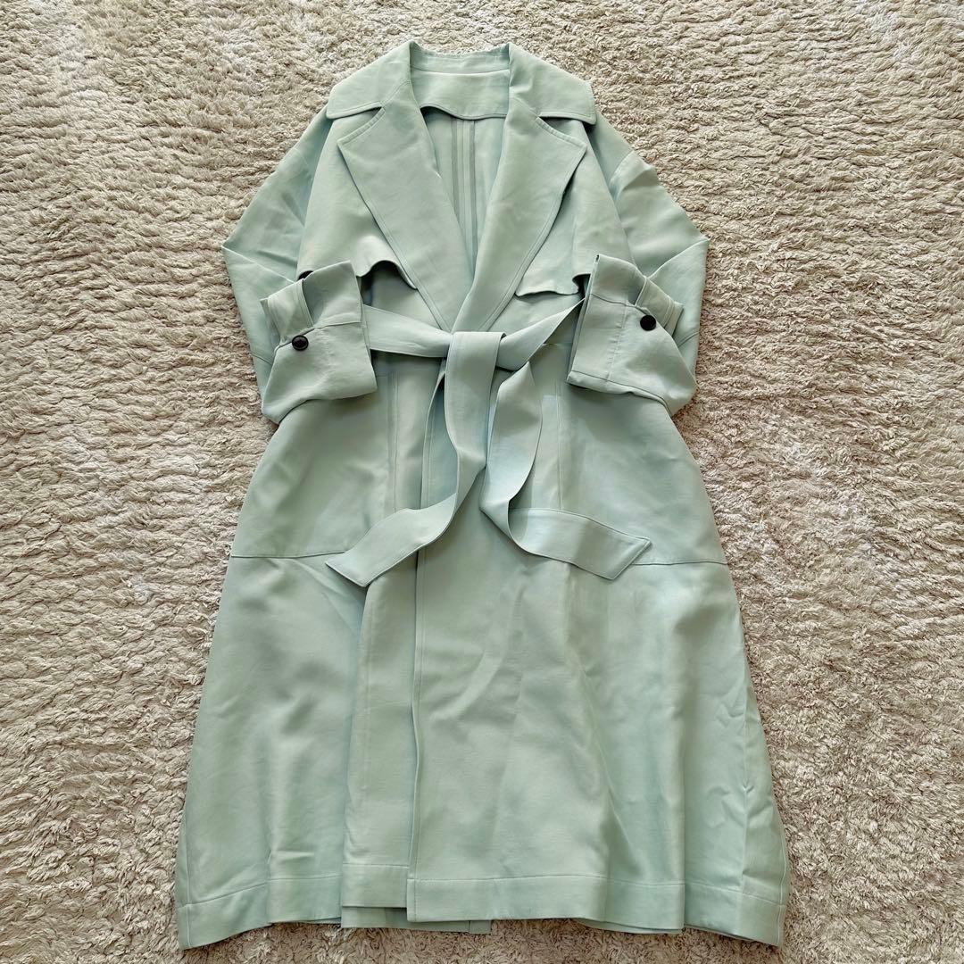 ロペ：完売品【とろみ素材／アセテート混】オーバーサイズ×ロング•トレンチコート