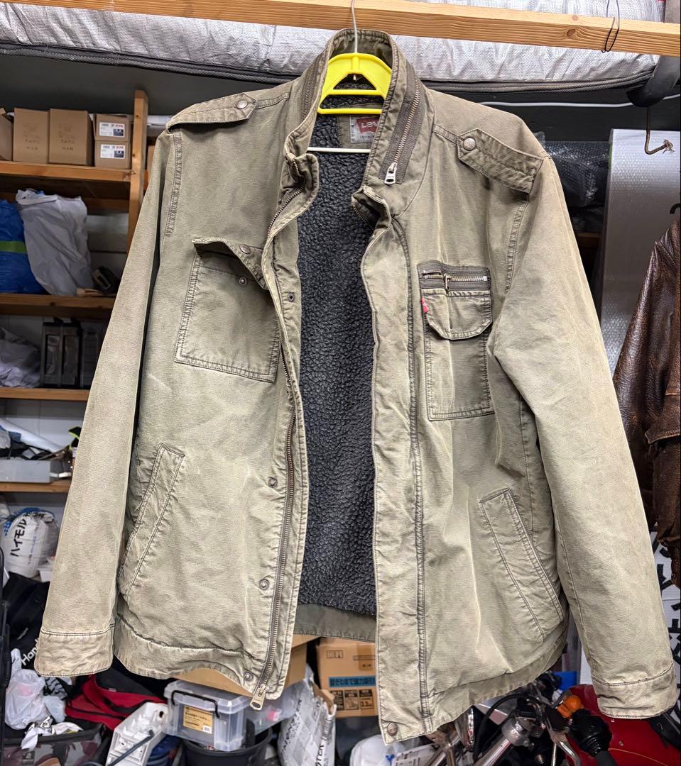 古着LEVI'Sリーバイスダックミリタリージャケット裏ボアカーキモスグリーンXL