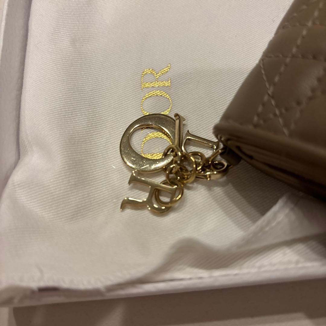 ほぼ新品　Dior レディディオール ロータスウォレット 三つ折り財布 ブラウン