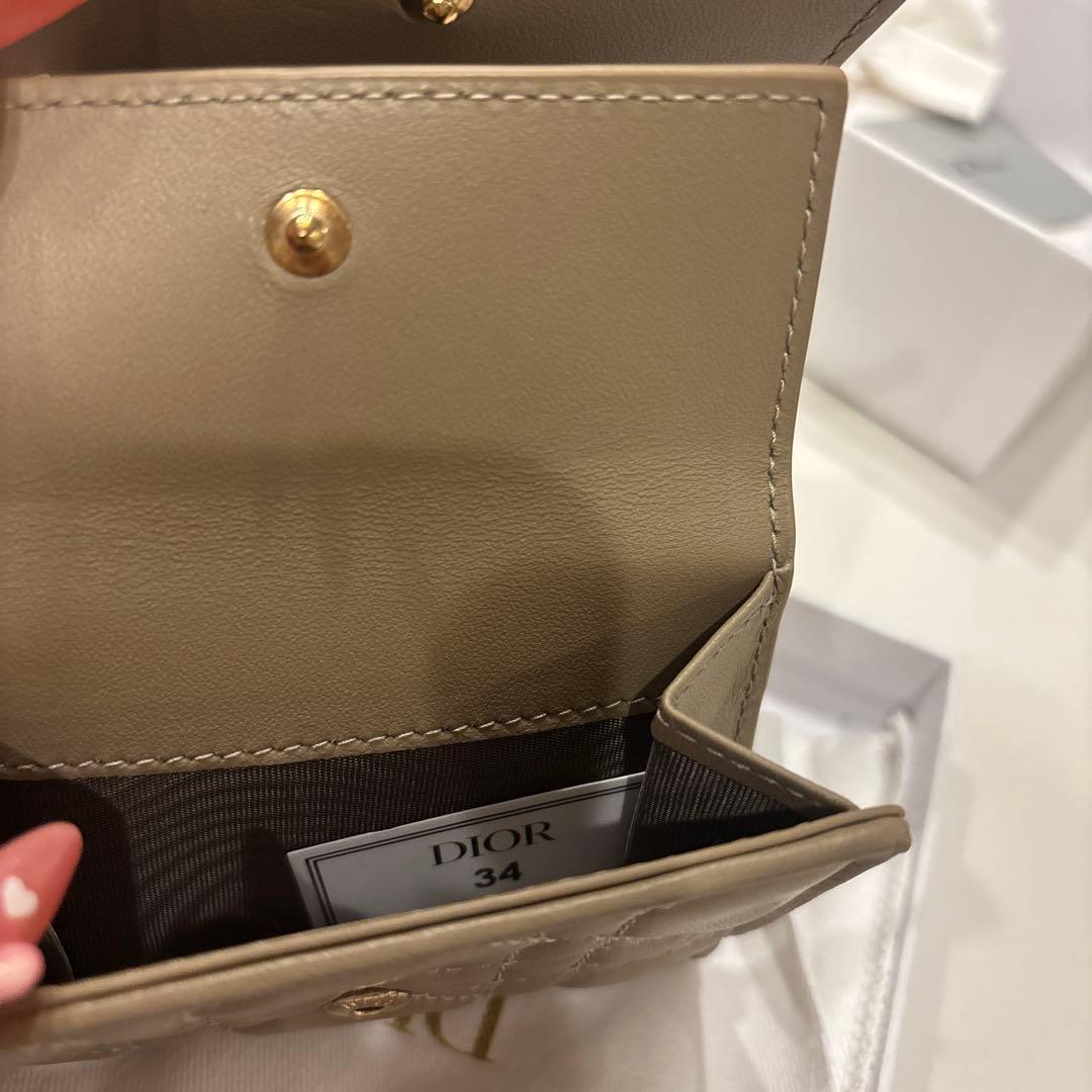 ほぼ新品　Dior レディディオール ロータスウォレット 三つ折り財布 ブラウン