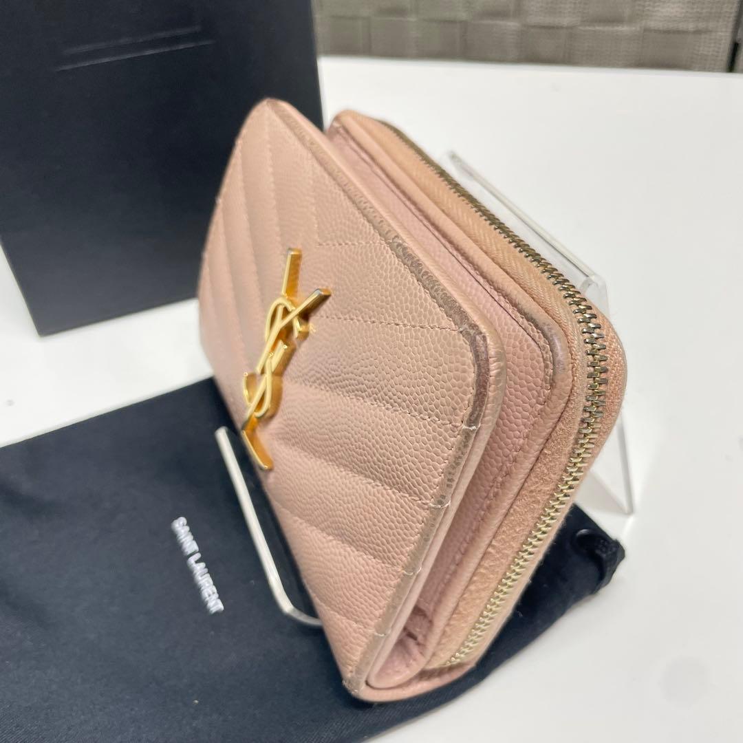 リ*コ様 SAINT LAURENT カサンドラ　キルティング二つ折り財布 ピン
