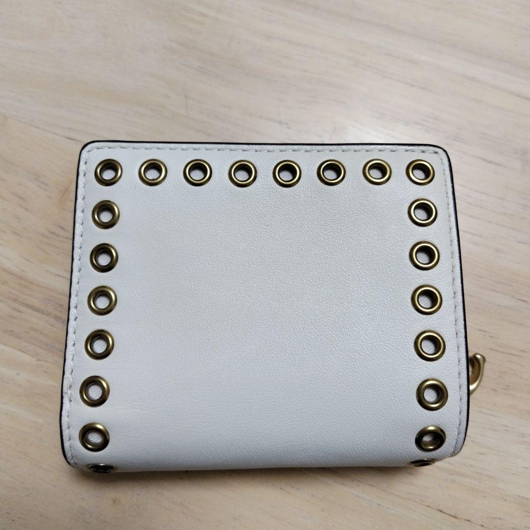 COACH　折財布　白　タイピングレザー