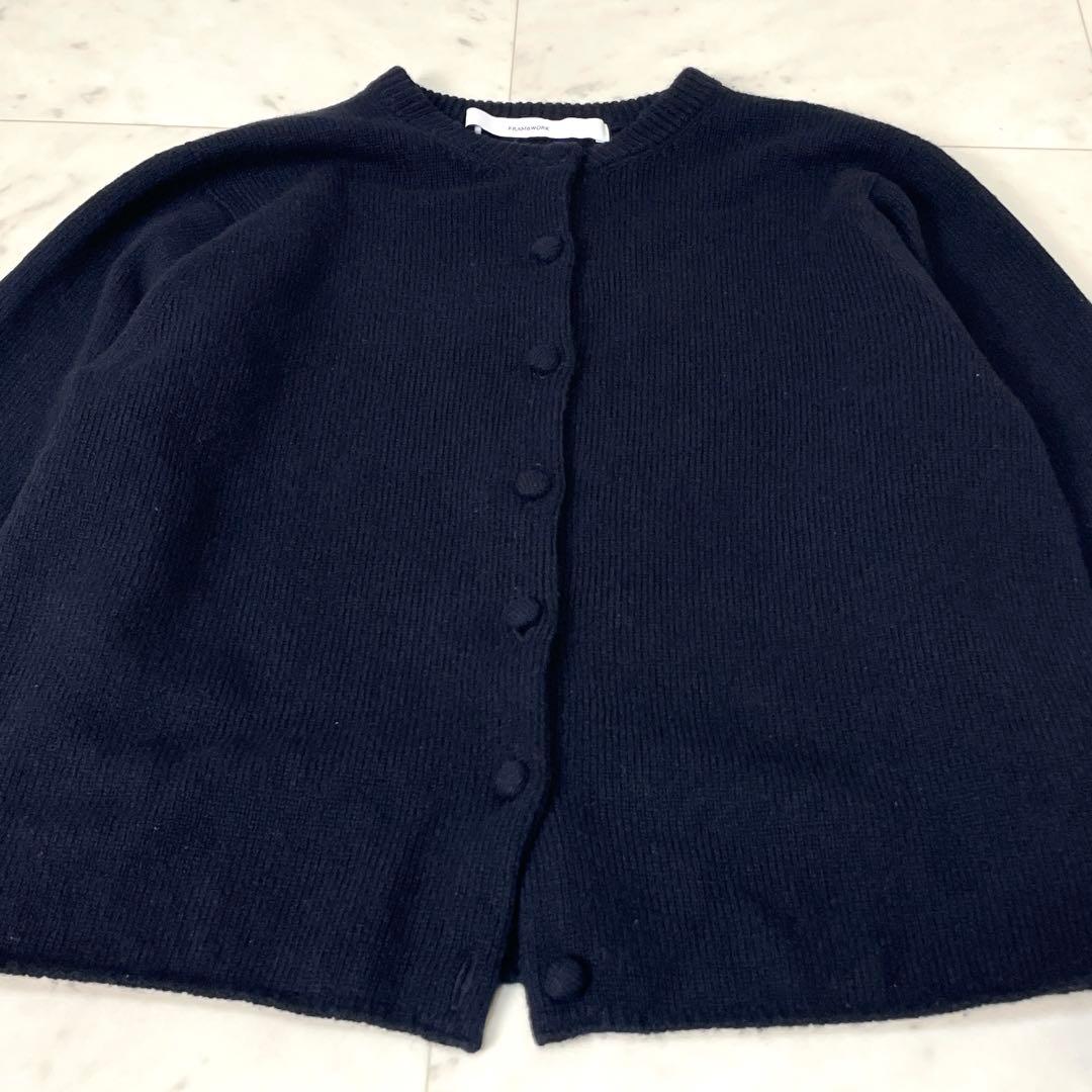 専用【極美品】フレームワーク 24AW 圧縮ウールクルーネックカーディガン紺 F
