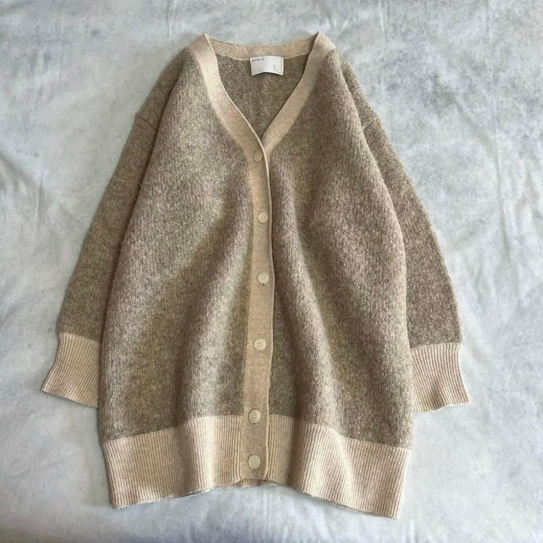 極美品❤️ NOBLE ノーブル ミックスブークレーニットカーディガン アルパカ混