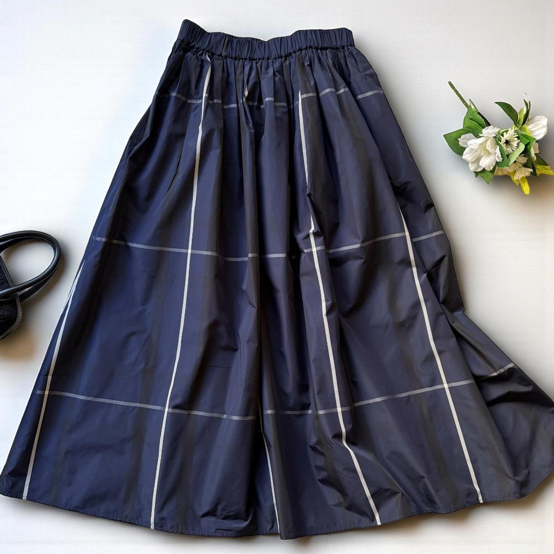 チェック タフタ ギャザースカート　size38　UNITED ARROWS