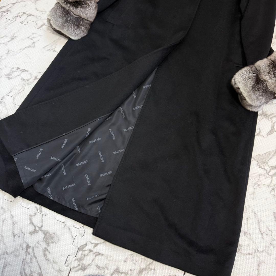 バルマン BALMAIN PARIS チンチラファー カシミヤ ロングコート