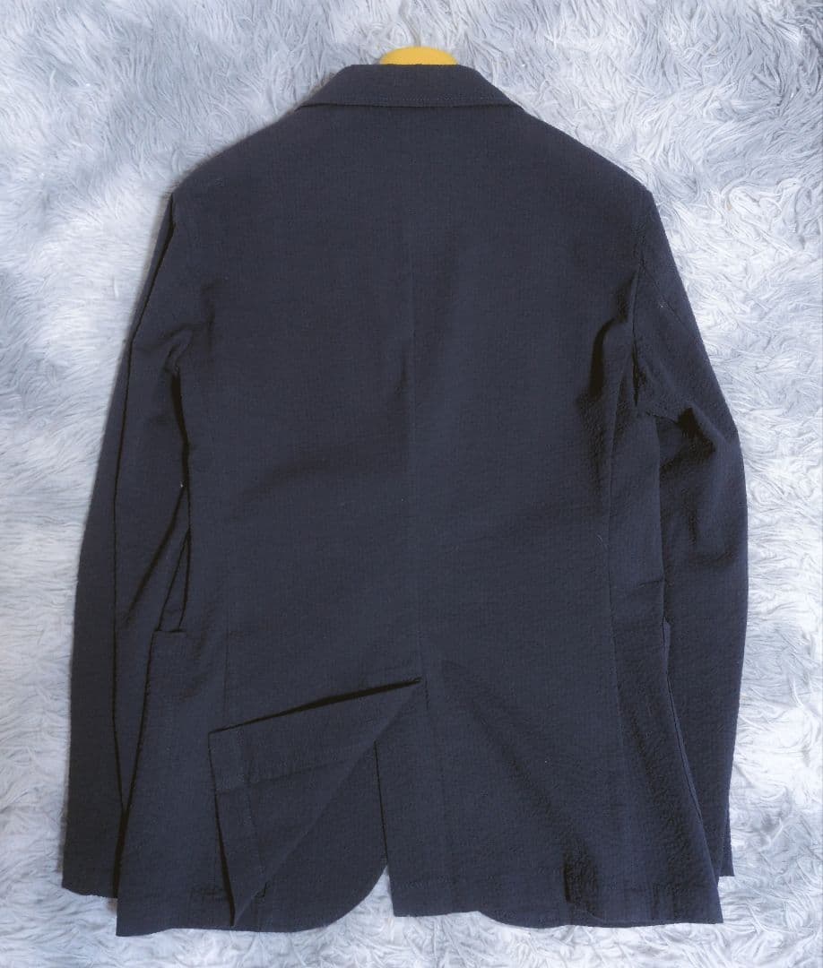 ジャンネット　シアサッカー　コットンジャケット　ネイビー　size:46