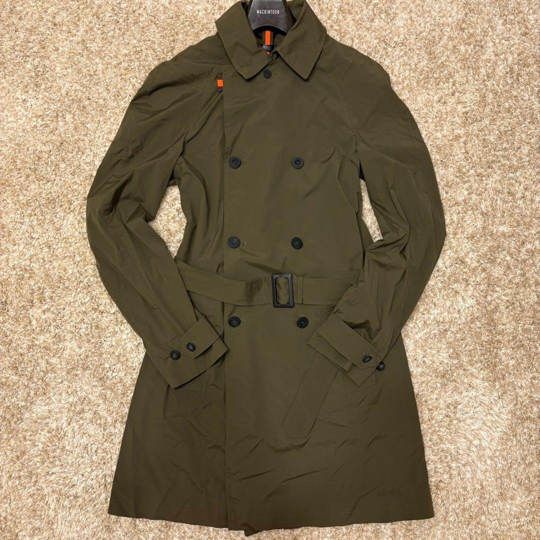 極美品 グッチ トレンチコート ロング丈 ナイロン 46M カーキ 305085