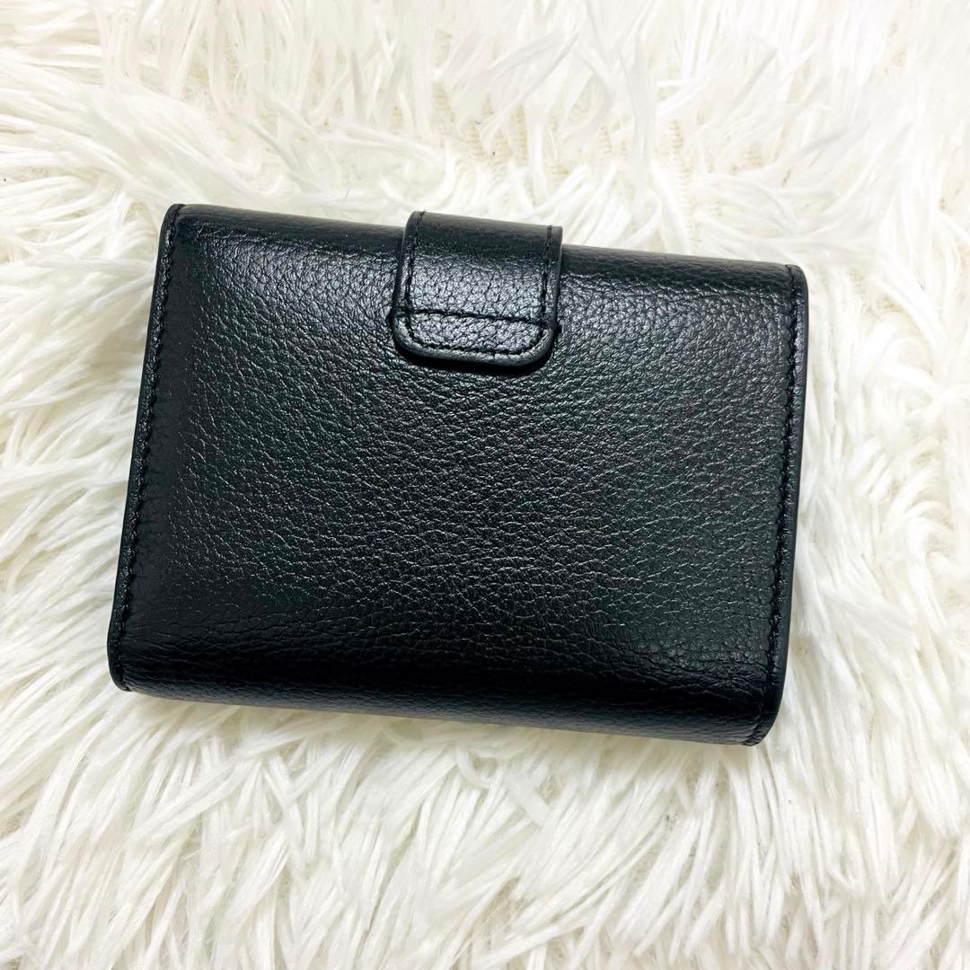 極美✨CELINE 三つ折り財布 ストラップ トリオンフ レザー ブラック