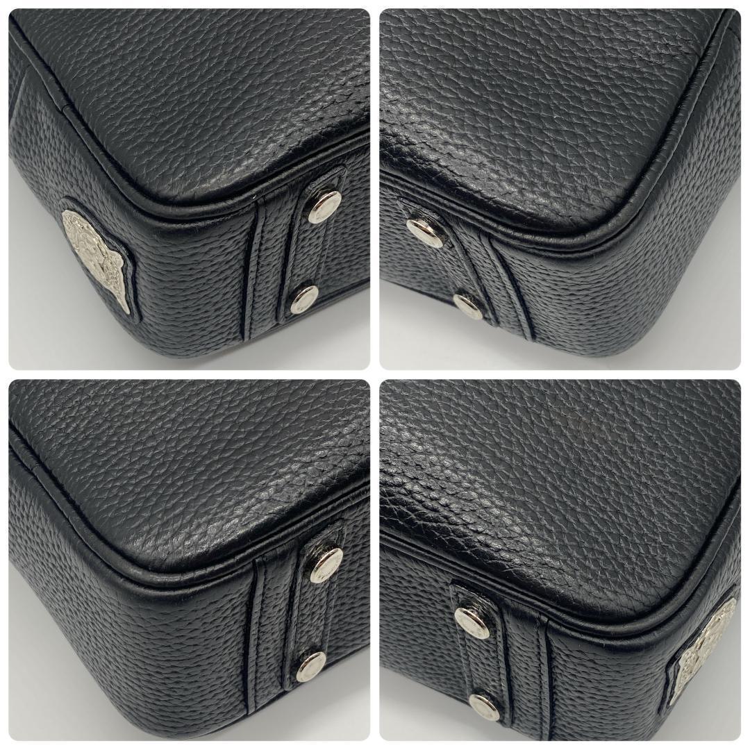 美品 A.D.M.J ミニボストン ハンドバッグ レザー レディース ブラック
