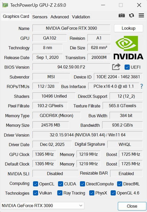 美品 MSI GeForce RTX 3090 VENTUS 24GB