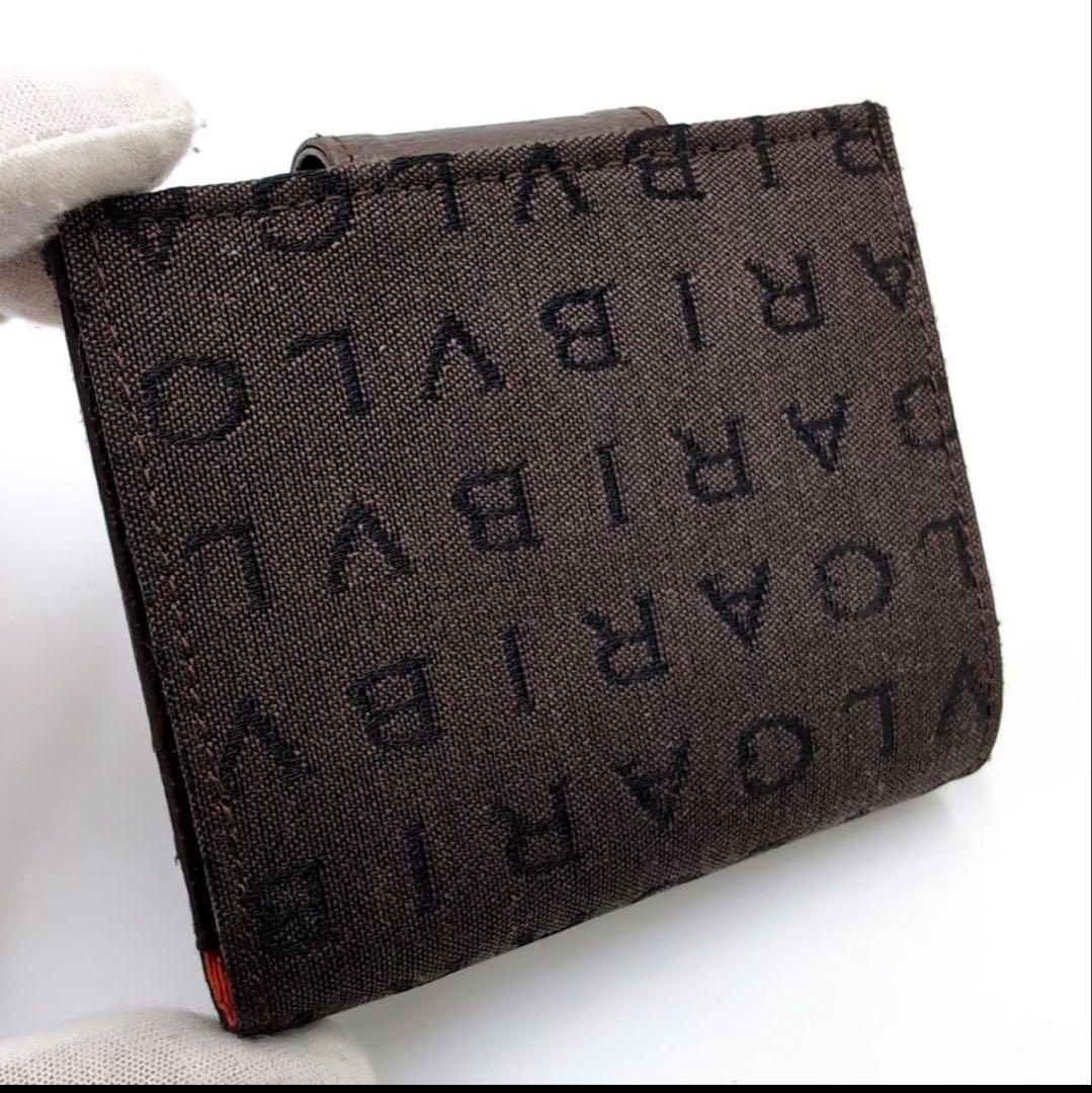 BVLGARI　ブルガリ　ロゴマニア　折り財布　Wホック　キャンバス　ブラウン