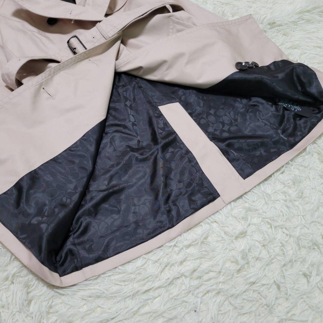 極美品☆COACH　トレンチコート　シグネチャー　総柄　ベルト　チャーム付