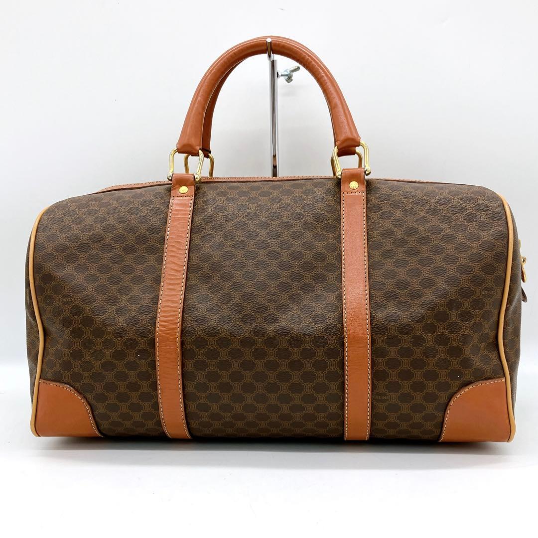 【CELINE】ボストンバッグ　旅行鞄　マカダム柄　PVC ダークブラウン.