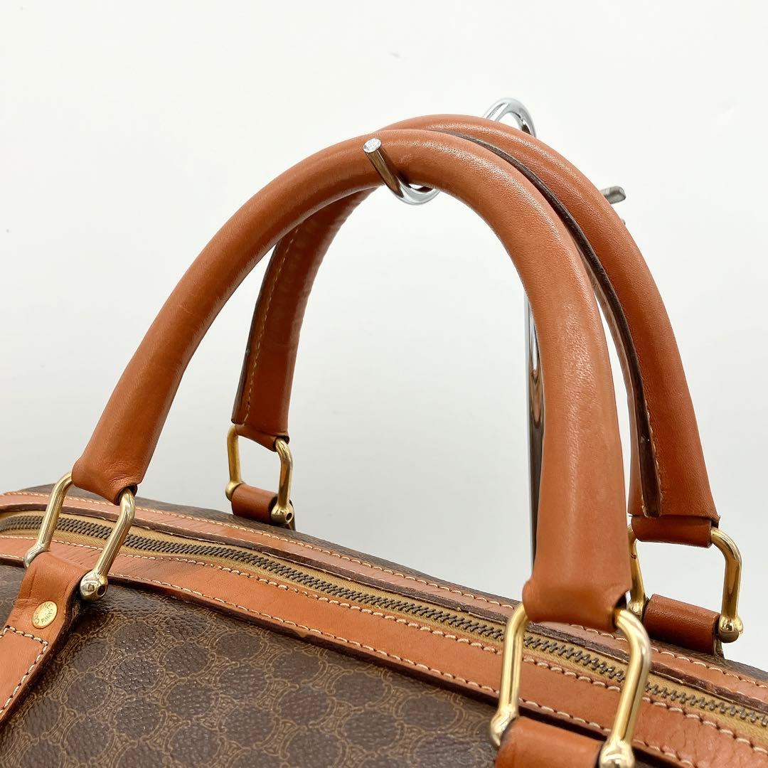 【CELINE】ボストンバッグ　旅行鞄　マカダム柄　PVC ダークブラウン.