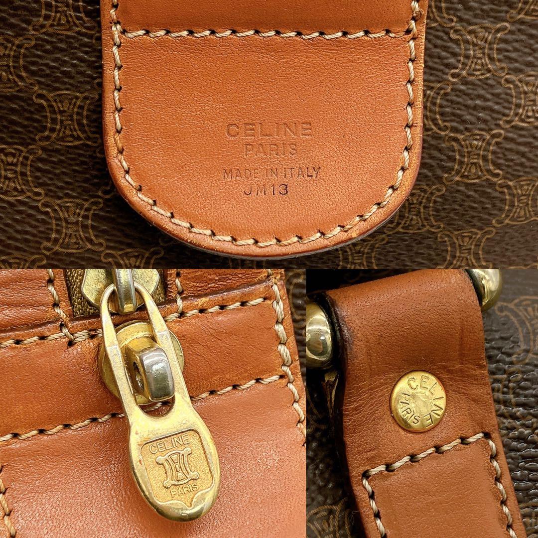 【CELINE】ボストンバッグ　旅行鞄　マカダム柄　PVC ダークブラウン.