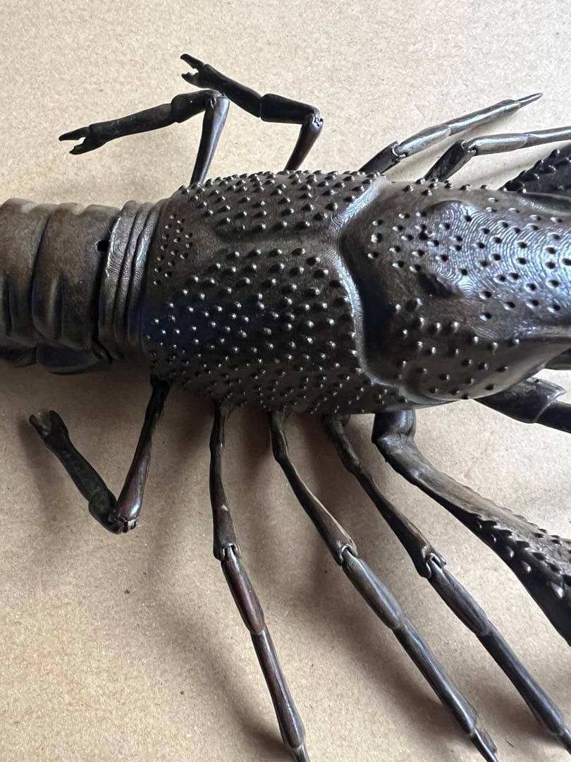 古銅 自在ロブスター 龍蝦 置物 長約27CM