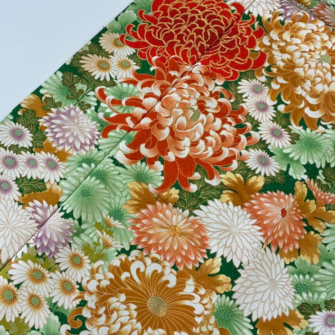 振袖 正絹 金駒刺繍 人気色のグリーン系 圧巻の花々 広衿 袷 着物翼-501