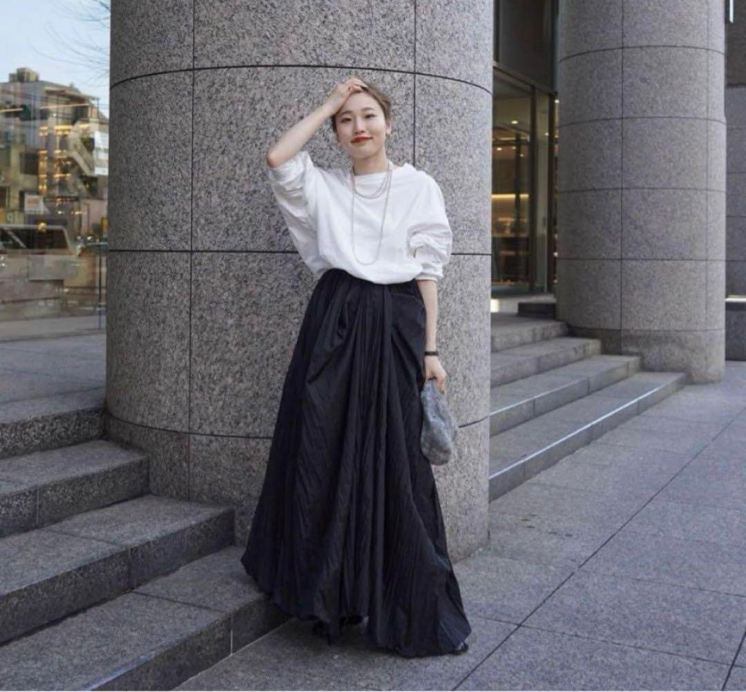 ETRE TOKYO ワッシャープリーツアシンメトリースカート ブラック エトレ