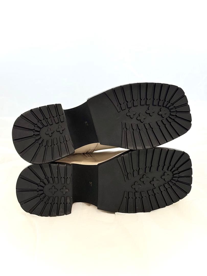 【中古美品】MANA 厚底ブーツ ストレッチブーツ サイドジップ 本革