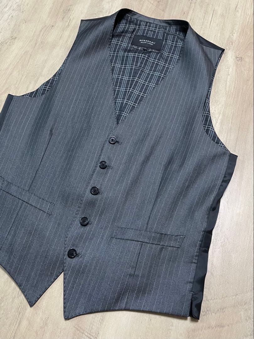 BURBERRY BLACK LABEL グレー　ストライプ　ジレ　ベスト