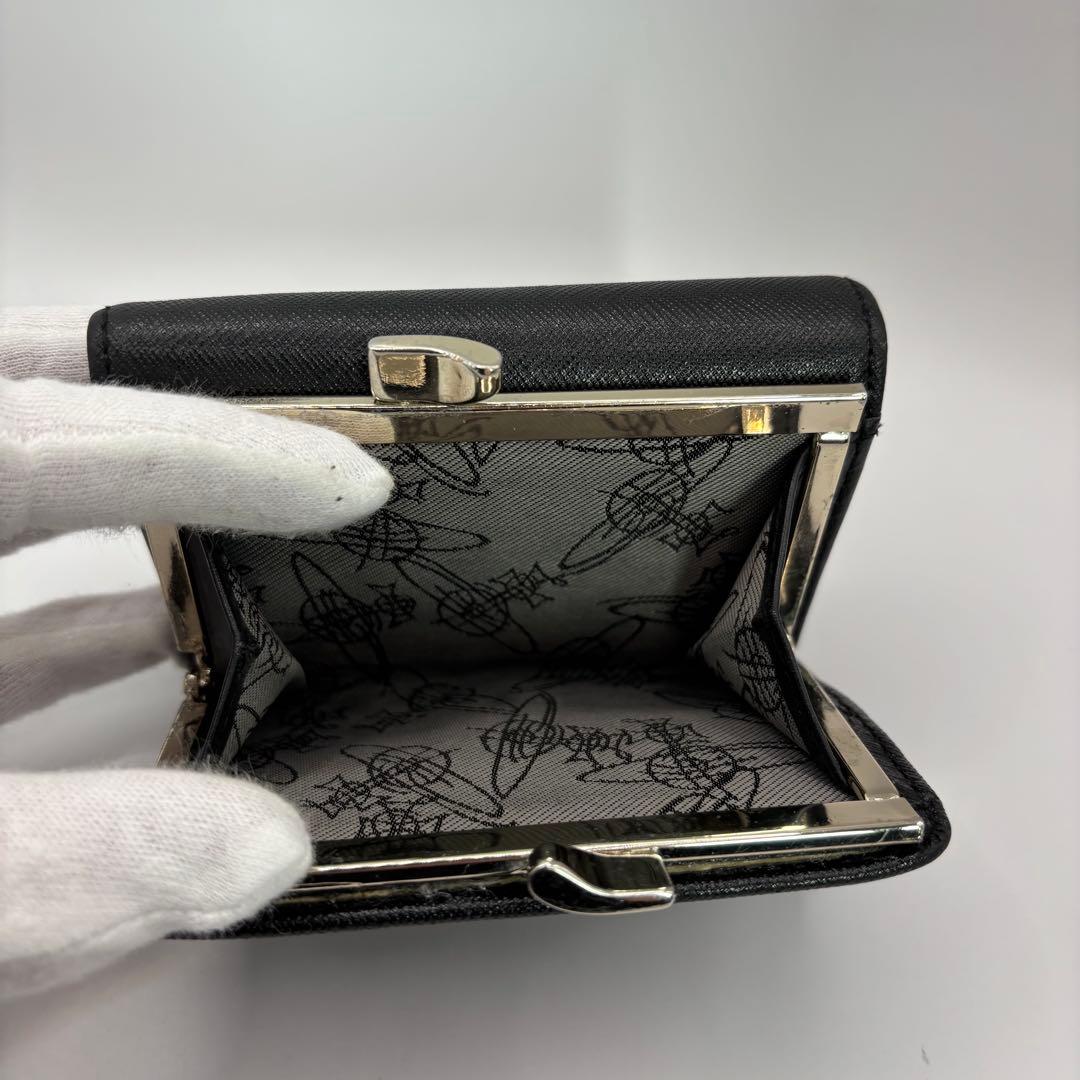 vivienne westwood 三つ折り財布　ブラック　がま口　ゴールド