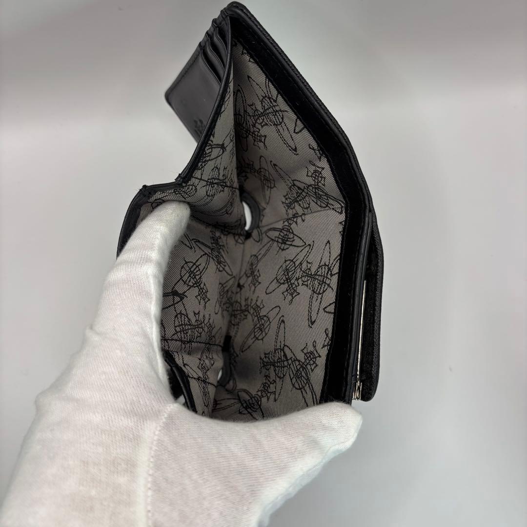 vivienne westwood 三つ折り財布　ブラック　がま口　ゴールド