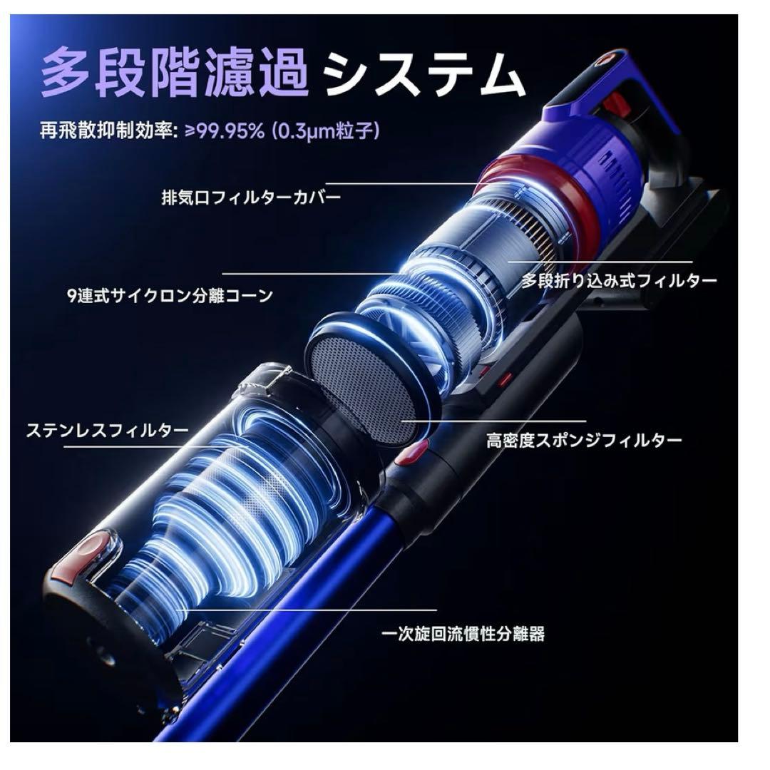 新生活に！掃除機 コードレス 強力吸引・55分連続稼働軽量 スティッククリーナー