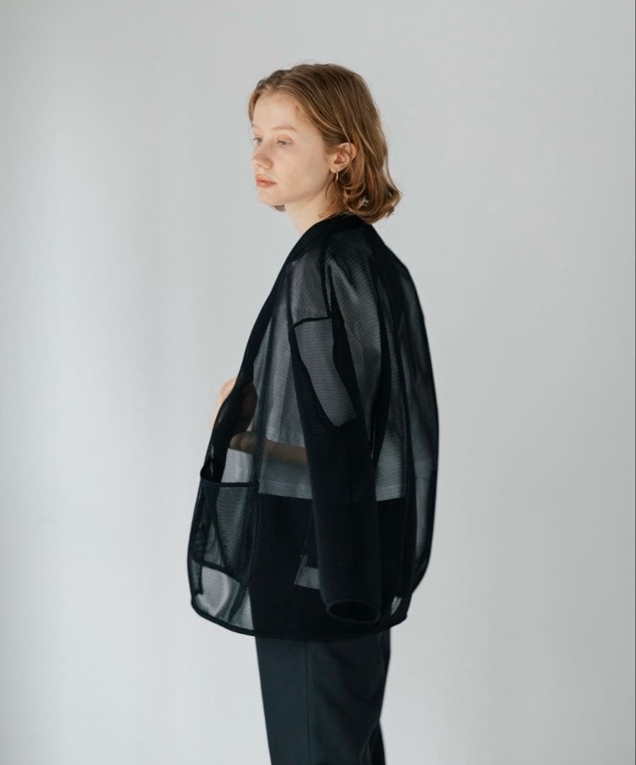 美品 大人気 完売品 POIS ポワ ダブルメッシュカーディガン ブラック