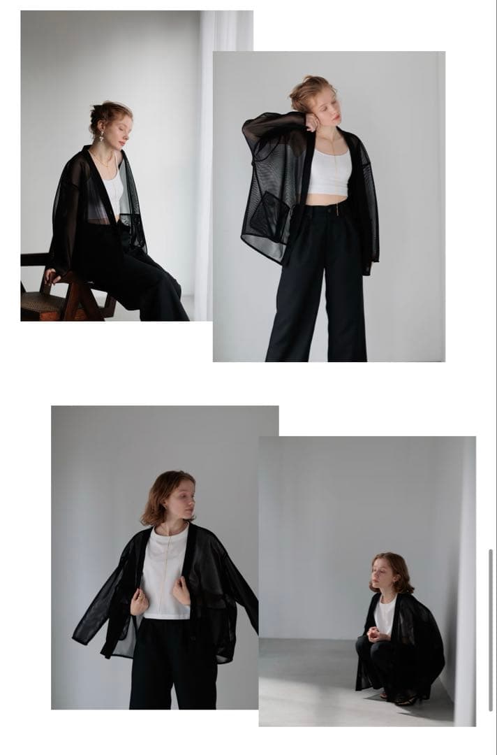 美品 大人気 完売品 POIS ポワ ダブルメッシュカーディガン ブラック