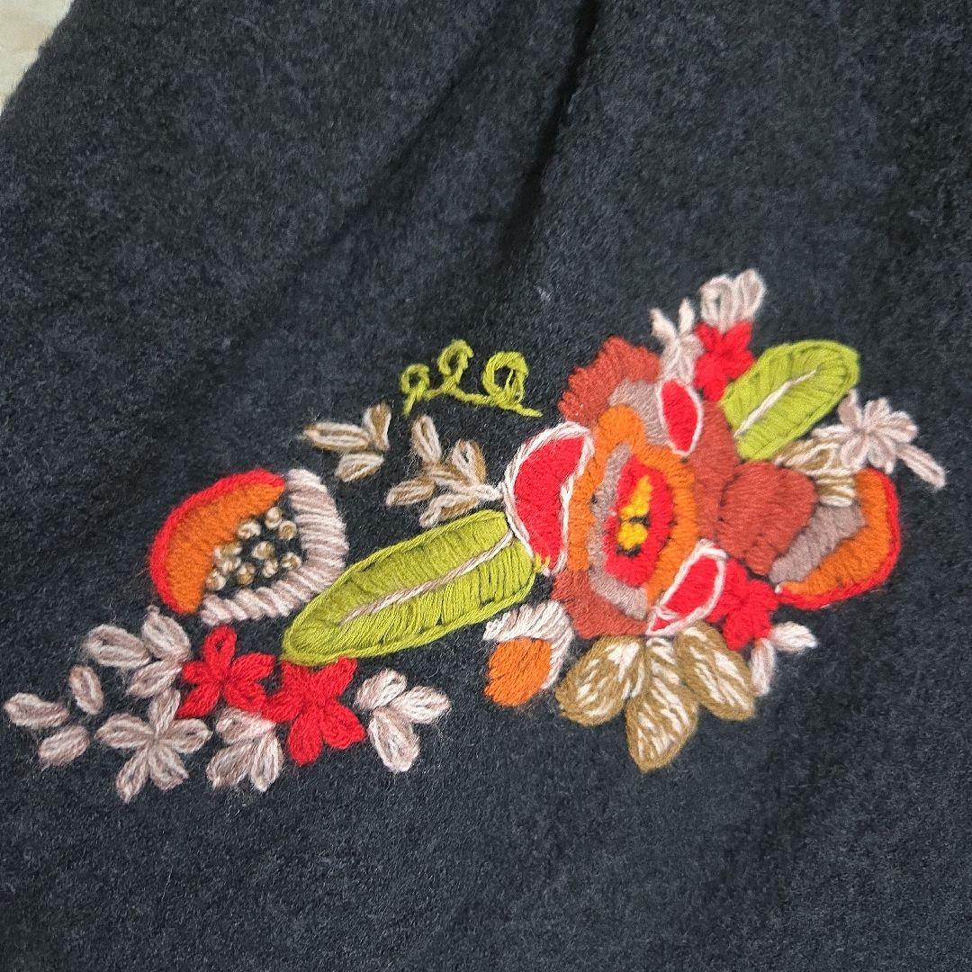 デシグアル Desigual ロングコート 刺繍 ファー付き ウール 個性的
